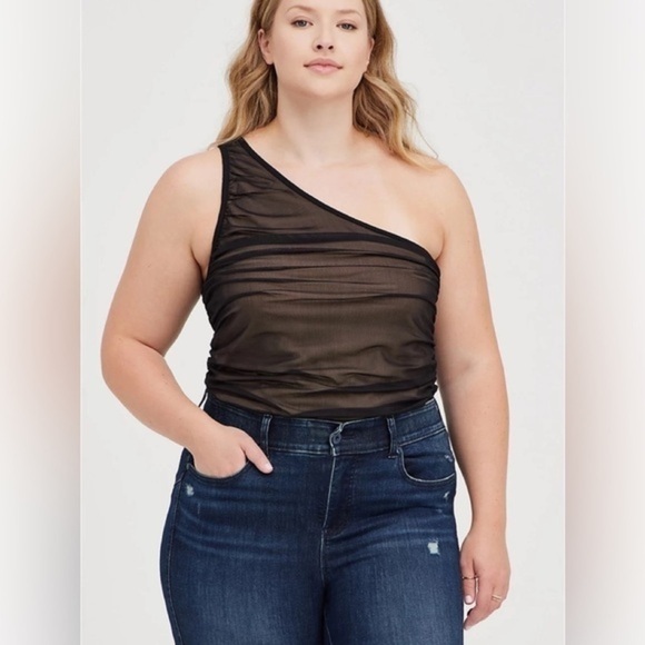 TORRID Mesh One Shoulder Contrast Lining Top size 4x NWT - Picture 1 of 5